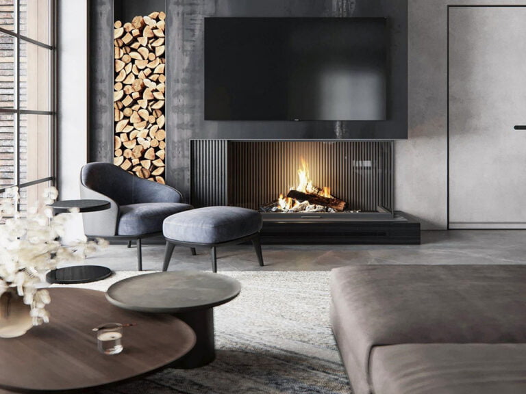 Edles Wohnzimmer in Dunkelgrau